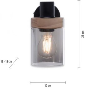 JUST LIGHT. 11311-18 -Faretto da parete PASQUAL 1xE27/40W/230V nero/albero di caucciù