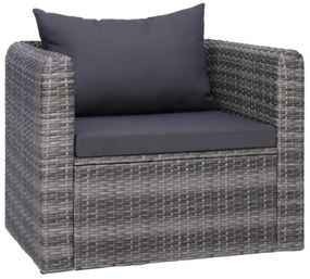 Sedia da Giardino con Cuscini in Polyrattan Grigio