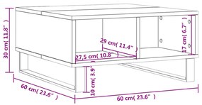 Tavolino da Salotto Grigio Sonoma 60x60x30 cm Legno Multistrato