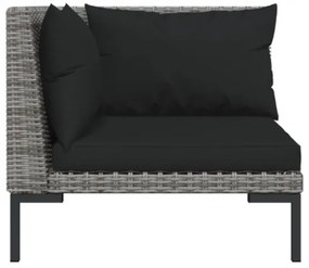 Set Divani Giardino 6 pz con Cuscini in Polyrattan Grigio Scuro