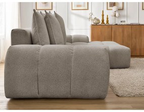 Divano angolare grigio tortora allungabile e con contenitore (penisola a destra/chaise lounge) con rivestimento in ciniglia Everest – Bobochic Paris