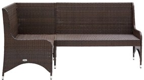 Divani angolari da giardino 2 pz in polyrattan marrone