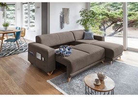 Divano angolare marrone allungabile e con contenitore Classy Sophie – Miuform