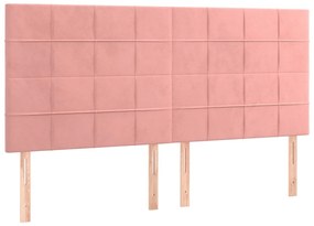 Letto a Molle con Materasso e LED Rosa 200x200 cm in Velluto