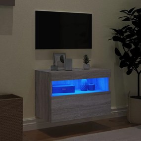 Mobile tv a parete con luci led grigio sonoma 60x30x40 cm