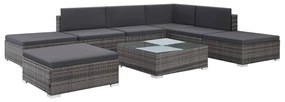 Set Divani da Giardino 8 pz con Cuscini in Polyrattan Grigio