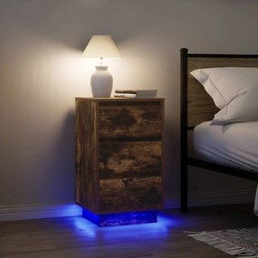 Comodino Con Luci Led Rovere Fumo 38x34x65 Cm /