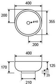 New Line Catino Lavabo 40 Cm Da Appoggio In Porcellana Bianco