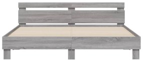 Giroletto Testiera Grigio Sonoma 180x200 cm Legno Multistrato