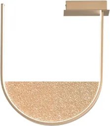 Plafoniera LOTUS con inserto amovibile in vetro granigliato ORO 55x47 cm