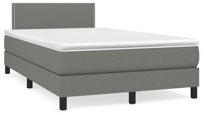 Letto a molle materasso e led grigio scuro 120x190cm in tessuto