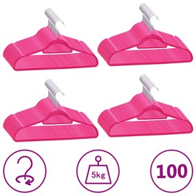 Set Appendiabiti 100 pz Antiscivolo Rosa in Velluto