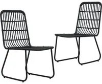 Sedie da Giardino 2 pz in Polyrattan Nere 48584