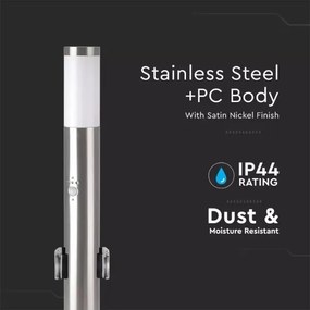 Lampada da esterno con sensore + 2 prese 1xE27/60W/230V IP44 60cm cromo opaco