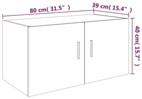 Armadietto a Parete Rovere Marrone 80x39x40cm Legno Multistrato