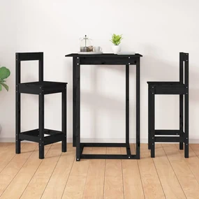 Sedie Da Bar 2 Pz Nere 40x41,5x112 Cm Legno Massello Di Pino /