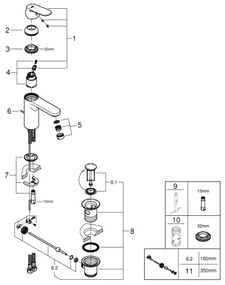 GROHE 2339600E - Miscelatore lavabo EUROSMART COSMOPOLITAN DN 15, misura M, cromato