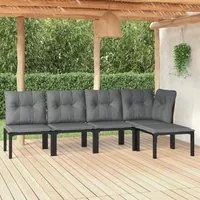 Set Salotto da Giardino 5 pz Nero e Grigio in Polyrattan 3187745