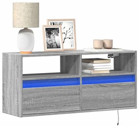 Mobile Tv A Parete Con Luci Led Grigio Sonoma 100x31x45 Cm /