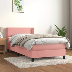 Giroletto A Molle Con Materasso Rosa 80x200 Cm İn Velluto /