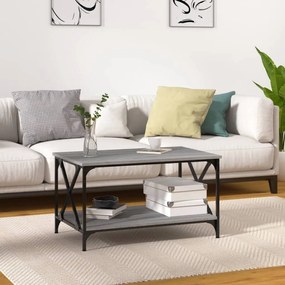 Tavolino Grigio Sonoma 80x50x45 Cm İn Legno Multistrato E Ferro /