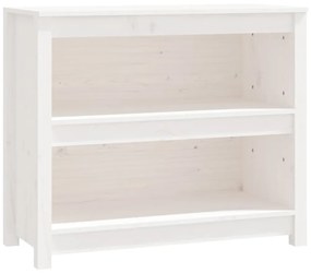 Libreria bianca 80x35x68 cm in legno massello di pino
