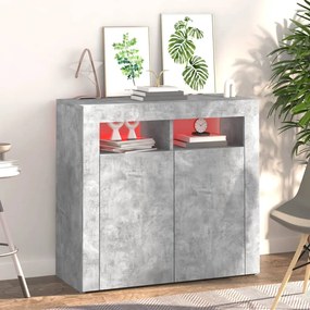 Credenza con luci led grigio cemento 80x35x75 cm