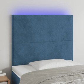 Testiera A Led Blu Scuro 100x5x118/128 Cm İn Velluto /