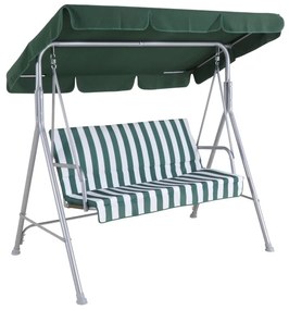 Dondolo struttura in acciaio grigio, cuscini in poliestere verde