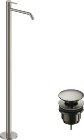 Rubinetto per lavabo centrostanza LOOP nichel spazzolato lucido SANYCCES con piletta