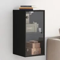 Mobile a Muro con Ante in Vetro Nero 35x37x68,5 cm 836477