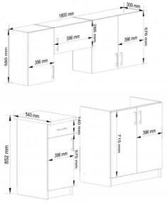 Cucina Lineare 180 Cm Moderna Componibile Rovere Effetto Legno Tania