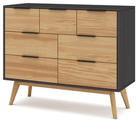 Cassettiera bassa in pino nero/naturale 120x83 cm Lavis - Marckeric