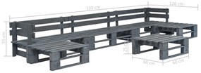 Set Mobili da Giardino 6 pz Pallet Legno Grigio