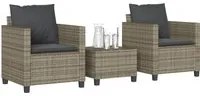 Set da Bistr 3 pz con Cuscini Grigio in Polyrattan 4003898