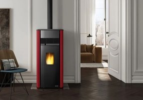 Stufa ermetica a Pellet ad aria Ecofire in ghisa e acciaio Rosso Palazzetti Aurora 9 US Pro 2