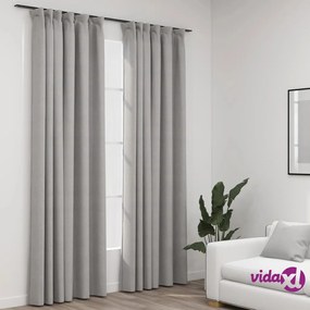 vidaXL Tende Oscuranti con Ganci Effetto Lino 2 pz Grigie 140x245 cm