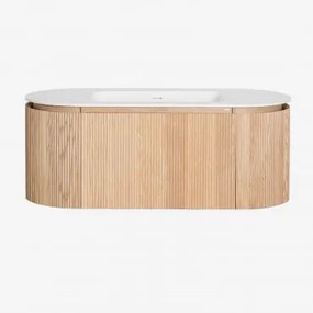 Mobile Bagno Sospeso In Legno Con Lavabo Integrato Carsone Marrone Legno Naturale - Sklum