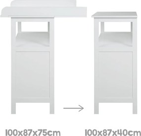 Cassettiera per bambini grigia con fasciatoio 87x100x75 cm Hamburg – Roba