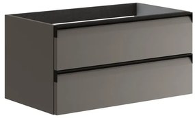 Mobile da bagno sospeso sotto lavabo L 79.5 x H 40 x P 45.5 cm grigio laccato opaco, 2 cassetti VISOBATH Fusion