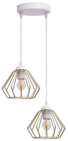 Lampadario a sospensione con filo CEED GOLD 2xE27/60W/230V diametro 28 cm bianco/oro
