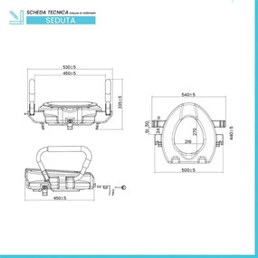 Rialzo wc regolabile con maniglioni antiscivolo e copriwc universale