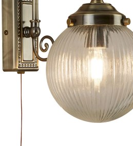 Applique Classica Belvue Acciaio Ottone Vetro Trasparente 1 Luce E14