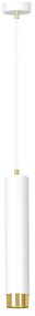 Sospensione 1 Luce Brunilde In Acciaio Bianco Con Tubolare In Bianco E Oro