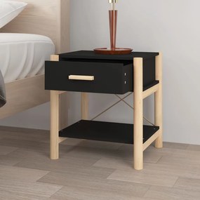 Tavolini da letto 2pz nero 42x38x45 cm in legno multistrato