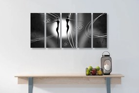 Quadri 5 pezzi – Amore etnico in bianco e nero