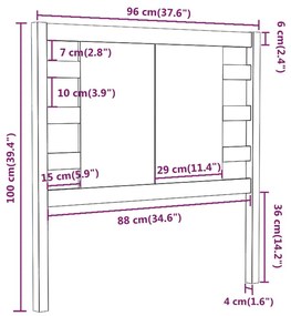 Testiera per Letto Nera 96x4x100 cm in Legno Massello di Pino