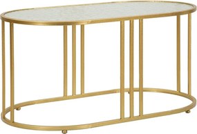 Tavolino da salotto bianco/dorato con piano in vetro 50x90 cm Antalia – Mauro Ferretti