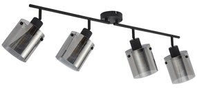 Faretto da soffitto di design nero con vetro fumé 4 luci - Domo