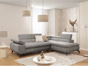 Divano angolare grigio chiaro (con penisola a destra/a L) con rivestimento in ciniglia Marbeya – Ropez